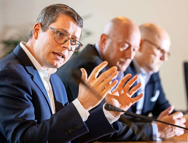 Die Thringer FDP-Spitze mit Robert-Ma...r und Parlamentarische Geschftsfhrer  | Foto: Michael Reichel (dpa)