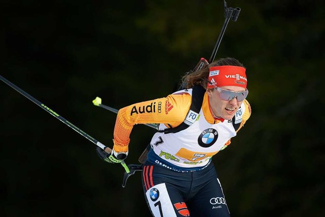 Janina Hettich Ende Januar beim Weltcup im slowenischen  Pokljuka  | Foto: JURE MAKOVEC (AFP)