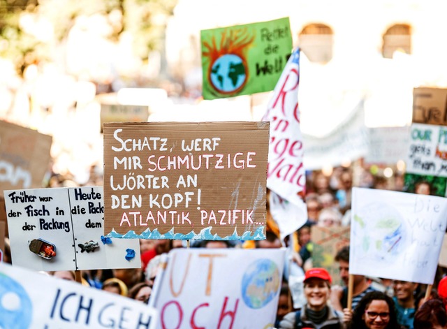 Plastik, schmutzige Meere: Auf Plakate...von Storch kritisiert das Mischmasch.   | Foto: Fabio Smitka