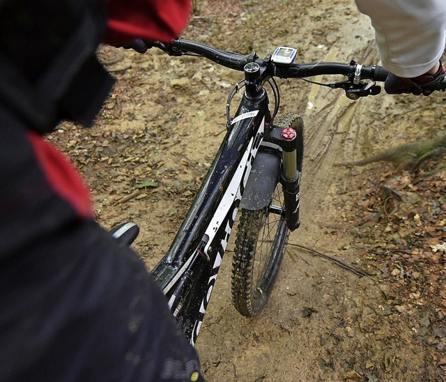 Mountainbiken im Wald (Symbolbild) ? D...ss ein illegaler Trail angelegt werde.  | Foto: Patrick Seeger