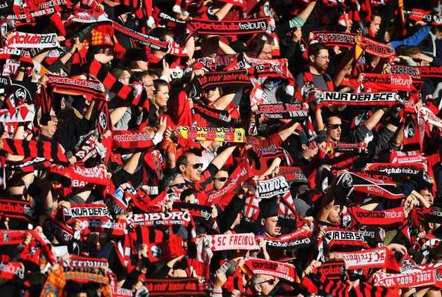 Die Freiburg-Fans beim Spiel gegen die TSG Hoffenheim  | Foto: Patrick Seeger (dpa)