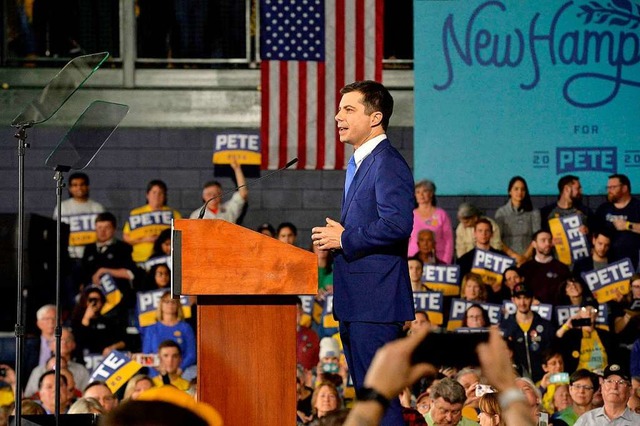 Pete Buttigieg wurde bei der Vorwahl in New Hampshire Zweiter.  | Foto: JOSEPH PREZIOSO (AFP)