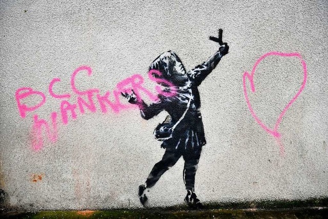 Banksys neues Streetart-Werk zerstrt  | Foto: Ben Birchall (dpa)