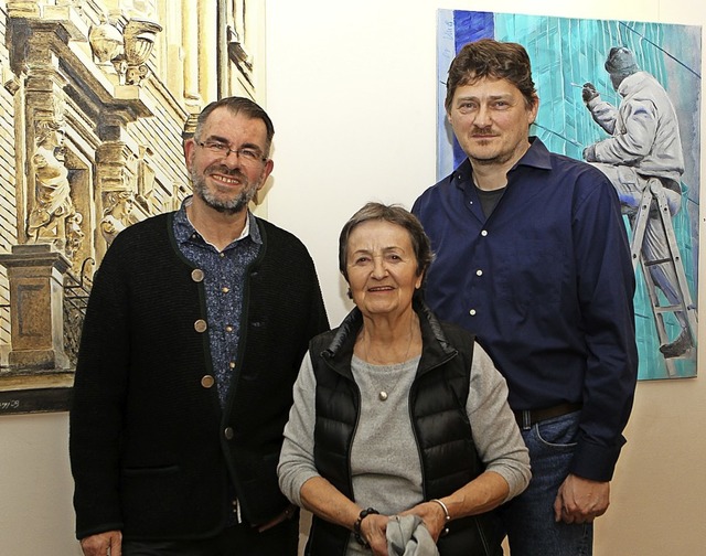 Jrg Hilfinger, Marlies Zimmermann und...links) und &#8222;The Painter&#8220;.   | Foto: Daniel Hengst