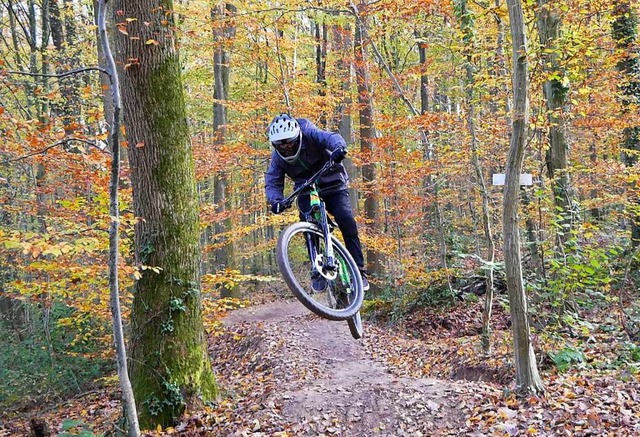 Ein bisschen wie Fliegen: ein Mountainbiker im Wald.   | Foto: privat