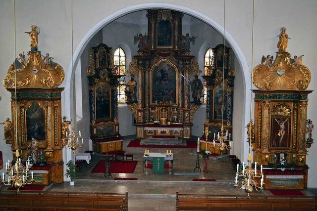 Haupt- und Seitenaltre der ehemaligen...St. Johannes Baptist in Friedenweiler.  | Foto: Liane Schilling