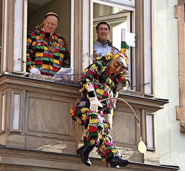 Vor dem Narrenbaumstellen bergab Brg...t Hungrige Sthlinger, Daniel Fechtig.  | Foto:  Yvonne Wrth