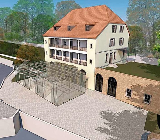 Das denkmalgeschtzte Haus Salmegg soll eine Glasveranda zum Rhein hin erhalten  | Foto: Wohnbau Rheinfelden