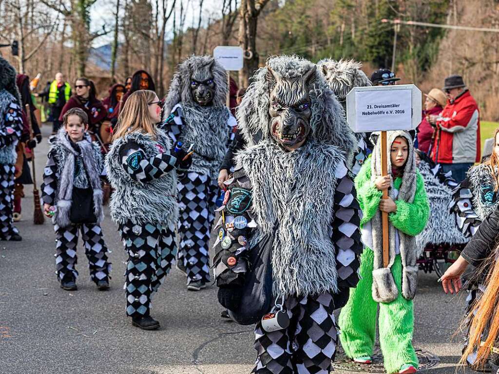 Bunter Narrenwurm: Das sonnige Wetter lockte viele Besucher nach Buchenbach. Die hatten ihre Freude am Umzug mit mehr als 60 Gruppen.