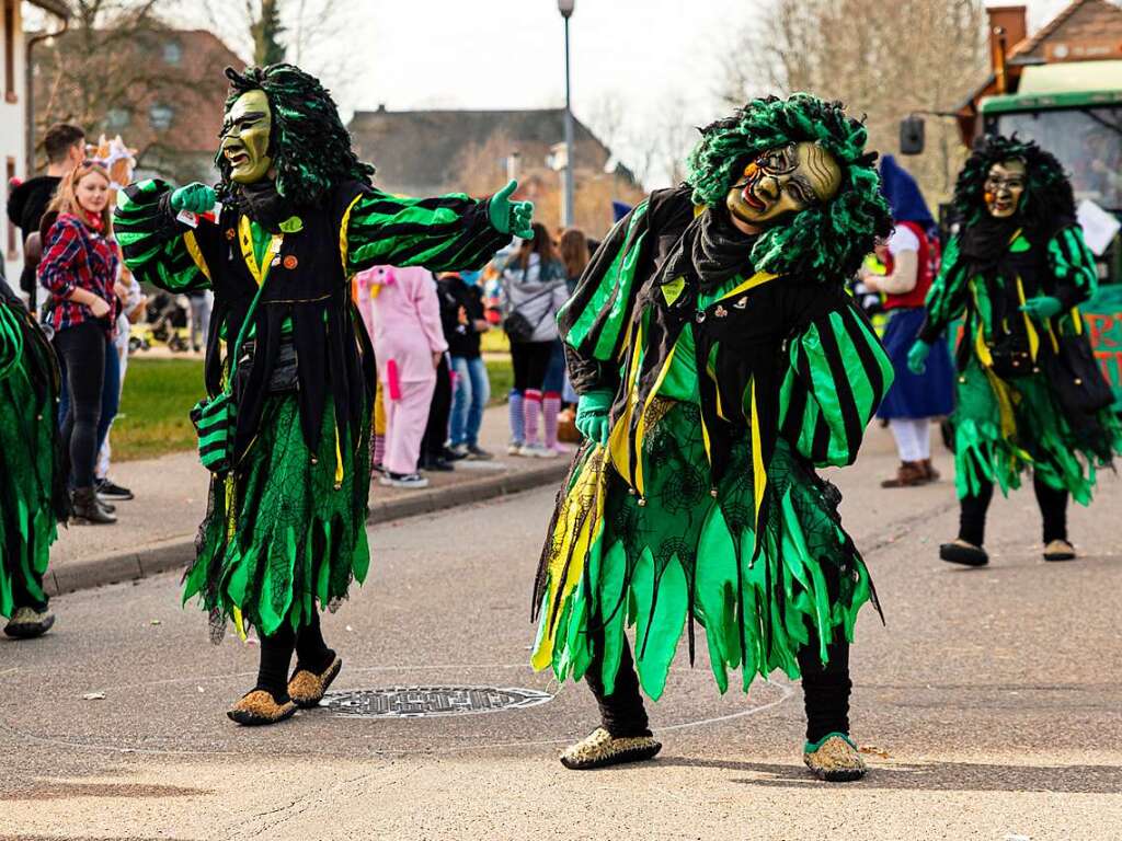 Bunter Narrenwurm: Das sonnige Wetter lockte viele Besucher nach Buchenbach. Die hatten ihre Freude am Umzug mit mehr als 60 Gruppen.