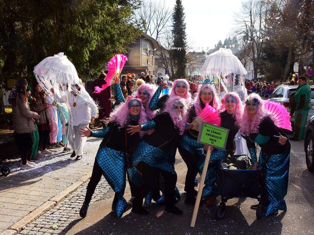 Showeinlagen an der Umzugsstrecke gab  am samstag „De Zmegwrfelt Huf“ aus Hchenschwand.