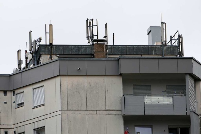 Die Antennenanlage auf dem Falkenstein-Hochhaus  | Foto: Hans-Peter Mller