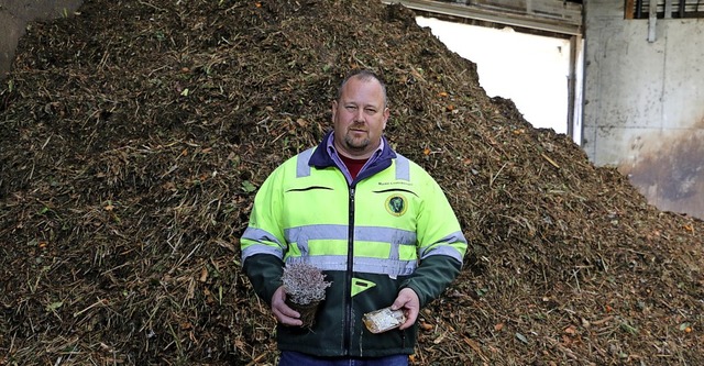 rgert sich ber Kunststoff im Grngut...chmann bei der Laufenburger Leureko AG  | Foto: Dennis Kalt