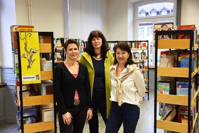 Bibliothek Steinen ist in guten Hnden... (links) und  Andrea Schfter (Mitte).  | Foto: Robert Bergmann