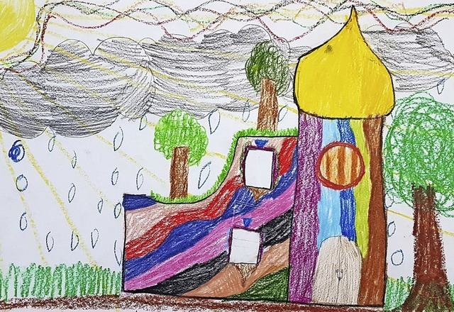 Dieses Bild im Stil von Hundertwasser hat Lars Spreemann gemalt.  | Foto: Privat