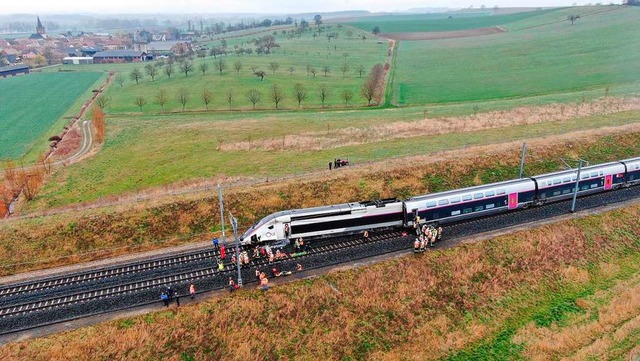 Ein TGV ist am Donnerstag nahe Strabu... mit Ehefrau Nadine im dritten Wagen.  | Foto:  (dpa)