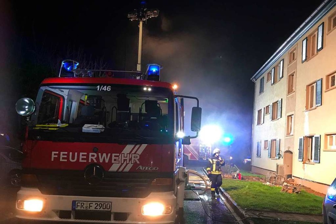 Im Küchenbereich der Erdgeschoßwohnung...lärter Ursache ein Feuer ausgebrochen.  | Foto: Feuerwehr Neuenburg am Rhein