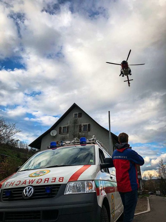 Bergwacht- und Hubschrauberteams beim Einsatz im Glottertal  | Foto: Marcel Vogt (Bergwacht Waldkirch)