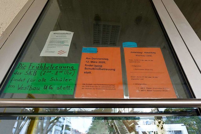 Schlechte Aussichten: Die Weiherhof-Grundschule ist fr zwei Wochen geschlossen.  | Foto: Ingo Schneider
