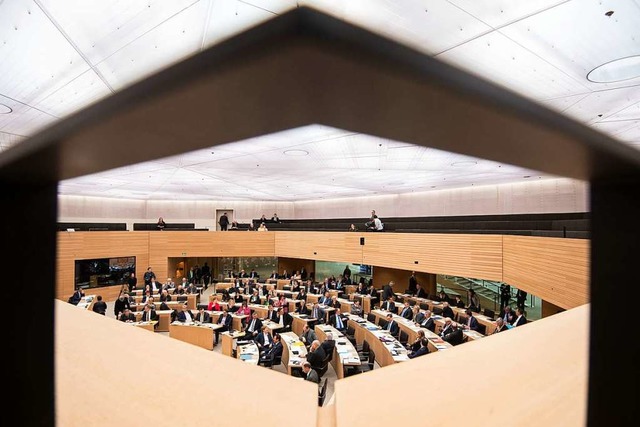 Abgeordnete sitzen im Plenarsaal des Landtags von Baden-Wrttemberg.  | Foto: Marijan Murat (dpa)