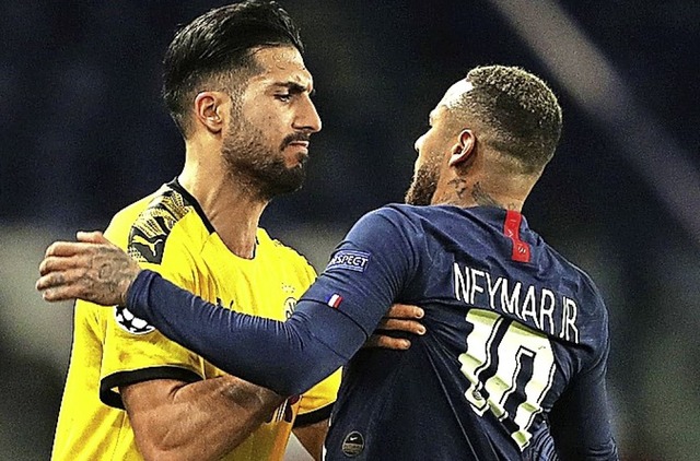 Emre Can (links) geht Neymar an die Wsche.   | Foto:  (AFP)