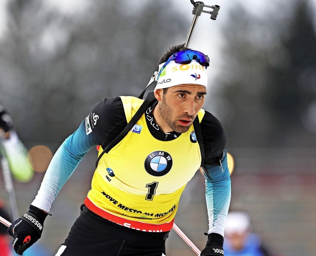 Das Gelbe Trikot war fr den Weltcup-S...eger die zweite Haut: Martin Fourcade.  | Foto: Petr David Josek (dpa)