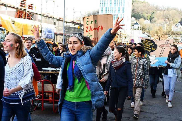 Fridays for Future-Demo in Lrrach: Di...eisen pauschalisierende Kritik zurck.  | Foto: Barbara Ruda