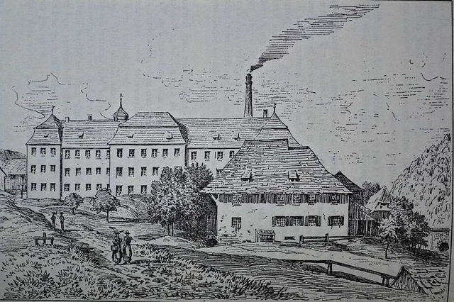 Klosterbrauerei mit rauchendem Schornstein und Klostermhle  im 19. Jahrhundert  | Foto: Liane Schilling