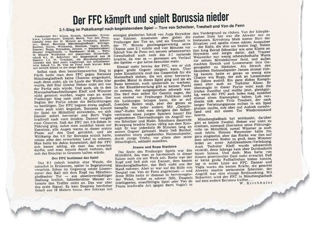 Der Spielbericht in der Badischen Zeit... 1972  von Redakteur Werner Kirchhofer  | Foto: bz