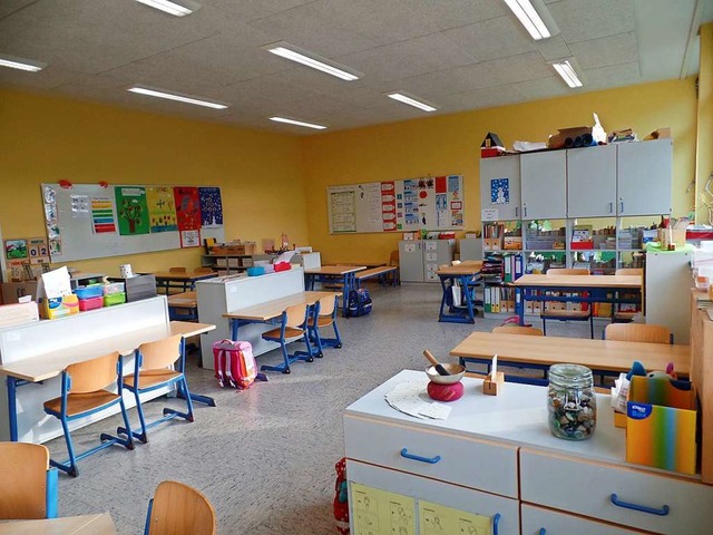 Verwaister Klassenraum in der Merdinger Hermann-Brommer-Schule  | Foto: Alexandra Mangold