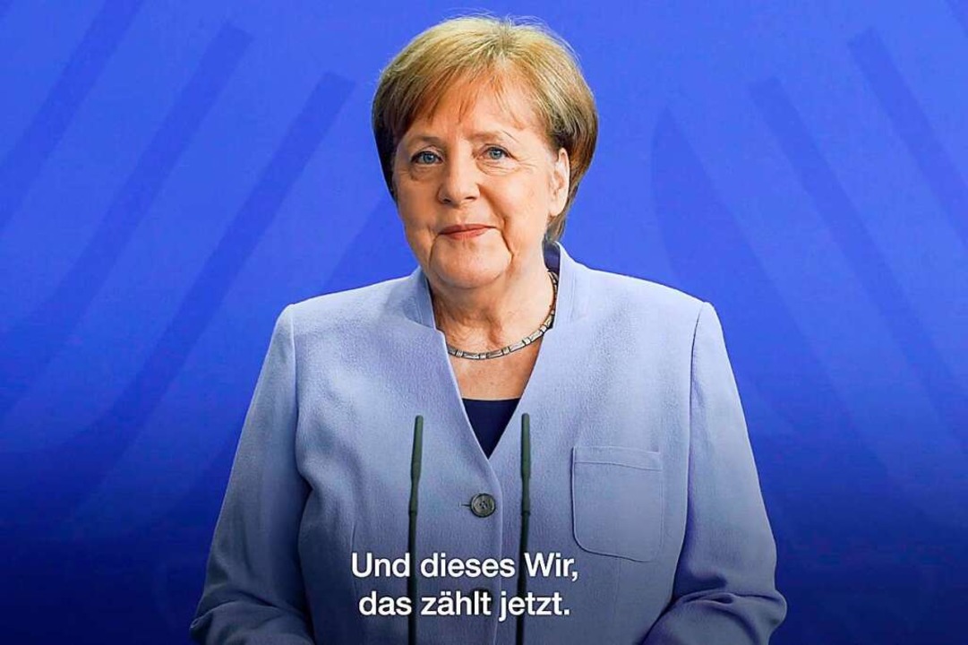 Bundeskanzlerin Angela Merkel in ihrem Video-Podcast  | Foto: HANDOUT (AFP)