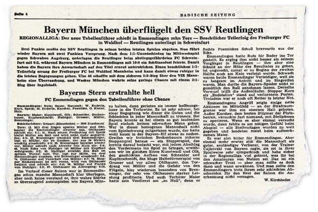 &#8222;Bayerns Stern erstrahlte hell.&.... April 1965 in der Badischen Zeitung.  | Foto: privat
