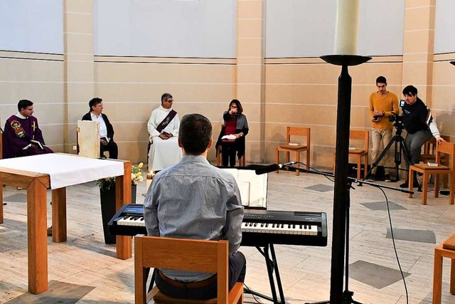 Aufzeichnung eines Gottesdienstes in Lrrach  | Foto: Barbara Ruda