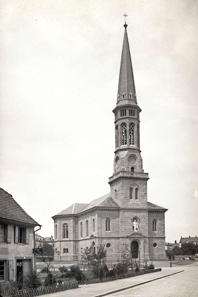 Blick auf die Christuskirche um 1891. ...enden Grundstcke waren noch unbebaut.  | Foto: Fritz Hase, Stadtarchiv Freiburg M7513/901