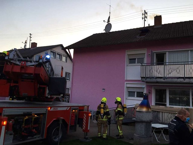 Die Heitersheimer Feuerwehr im Einsatz.  | Foto: Feuerwehr Heitersehim