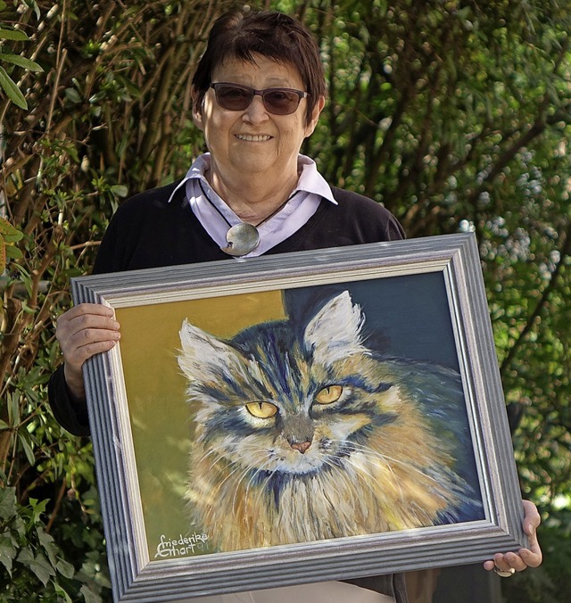 Zu den Lieblingsmotiven der  Malerin Friederike Erhart gehren Katzen  | Foto: Roswitha Frey