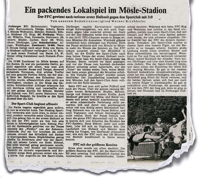 Am 9. Oktober 1978 berichtete die Badi...dem Freiburger FC und dem SC Freiburg.  | Foto: BZ-Archiv