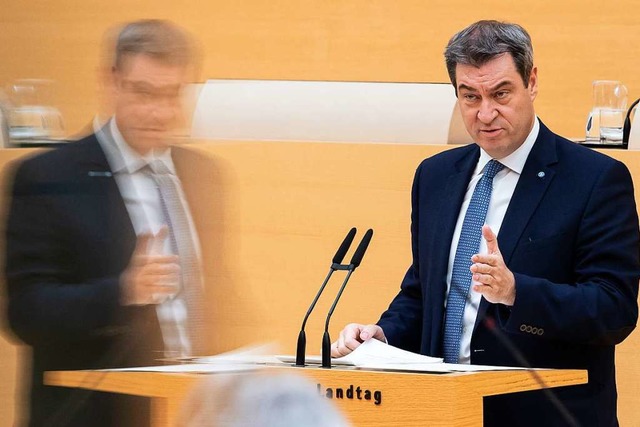 Sder bei seiner Regierungserklrung.  | Foto: Sven Hoppe (dpa)