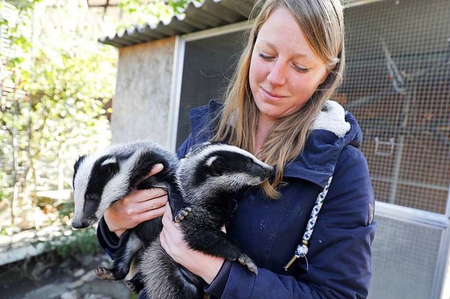 Elfi und Nobi mit Pflegerin Rebecca von der Tierhilfs- und Rettungsorganisation  | Foto: Christoph Breithaupt