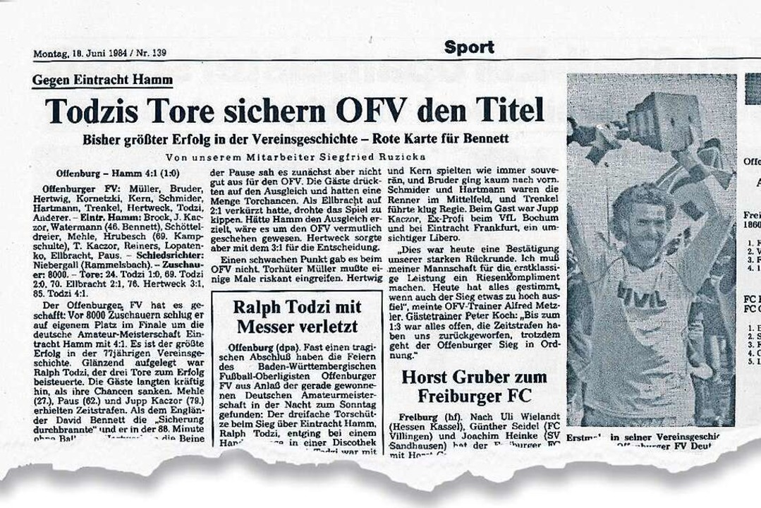 Am 18. Juni 1984 berichtete die Badische Zeitung vom  OFV-Titel.  | Foto: bz