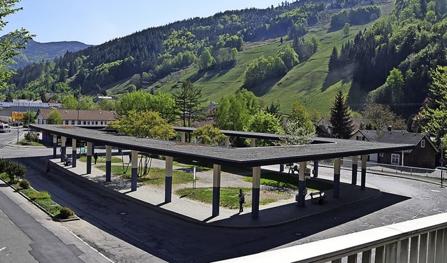 Blick auf den Busbahnhof von der Lande...ehrgertehaus knnte rechts entstehen.  | Foto: Ulrike Jger