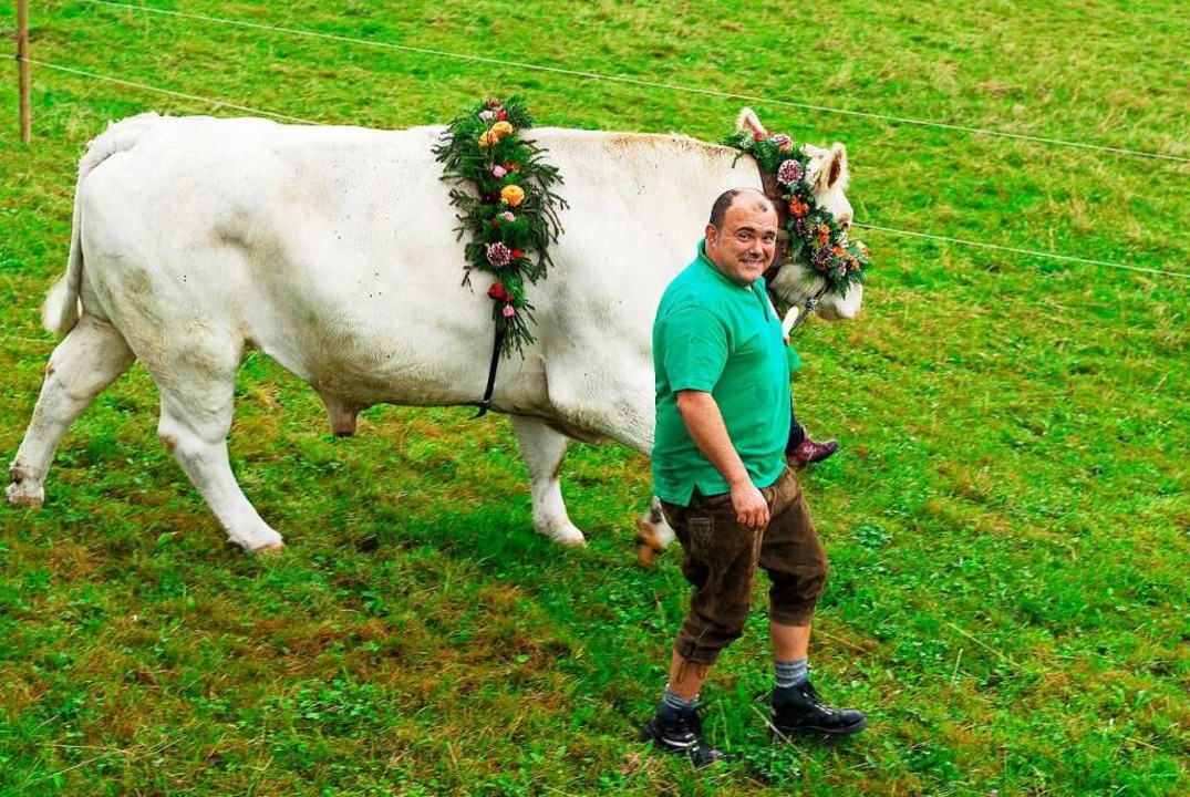Ulrich Reichenbach liebt es bei seinen...ie hier beim alljhrlichen Almabtrieb.  | Foto: Metzgerei Reichenbach