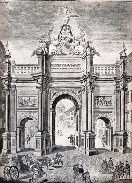 Die Ehrenpforte der Landstände auf der...ch von Peter Mayer aus dem Jahr  1770.  | Foto: Augustinermuseum