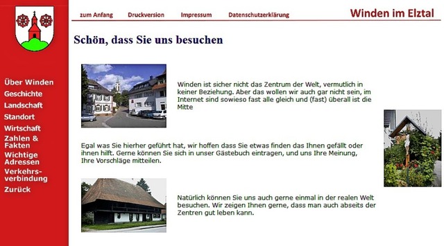 Winden im Retro-Look: Die Webseite wur...000er-Jahre von Freiwilligen erstellt.  | Foto: Yannick Allgeier