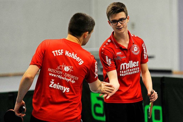 Kestutis Zeimys und Fabian Gler (rec...eine kleine Hoffnung auf den Aufstieg.  | Foto: Bettina Schaller