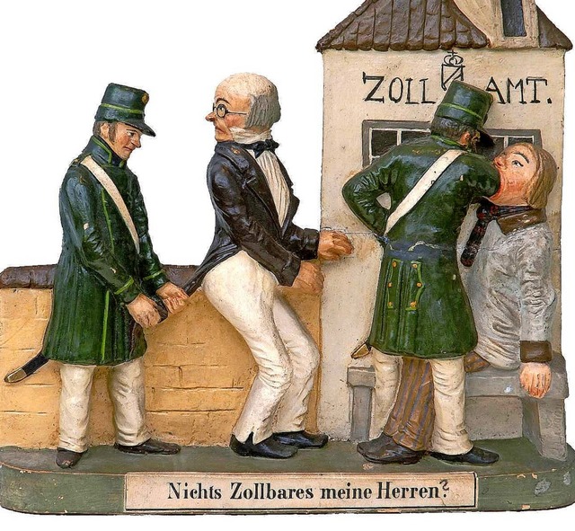 Satirische Zollszene aus der Serie der...hausener Terrakotten, 19. Jahrhundert   | Foto: Dreilndermuseum