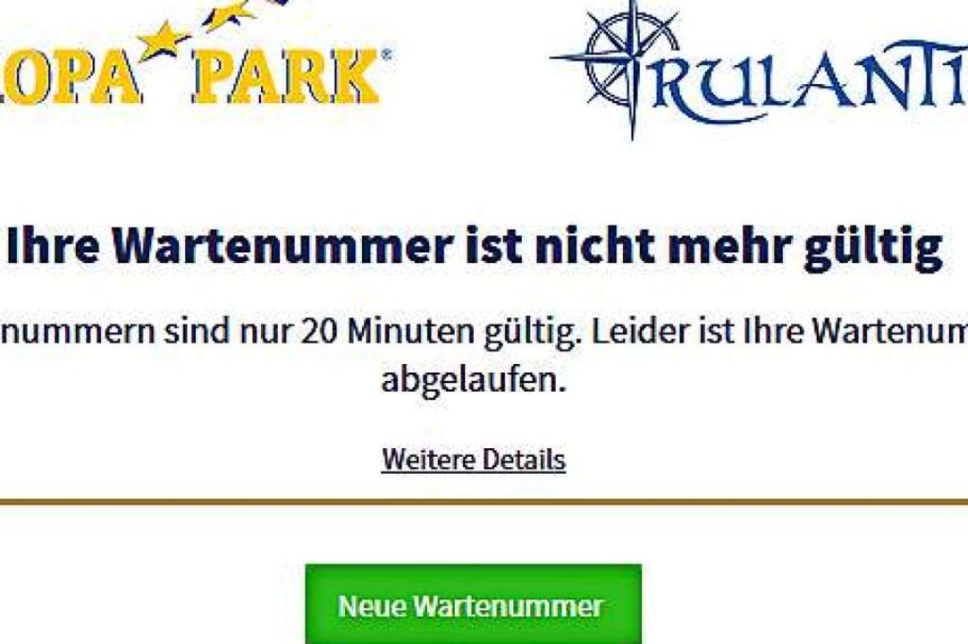 Wer am Ziel zu lange wartet, hat Pech ...ropa-Parks sind nur 20 Minuten gltig.  | Foto: Screenshot