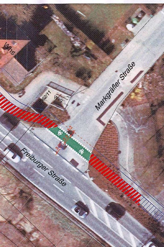 Mindestens eine Autolnge Platz wnsch...at zwischen Radweg und der Einmndung.  | Foto: Stadtverwaltung