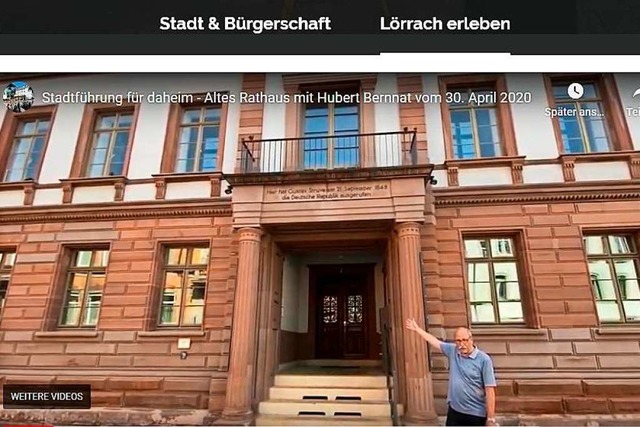 Hubert Bernnat ist unter anderem Vorsi...ins Alte Rathaus Lrrach (Screenshot).  | Foto: Savera Kang