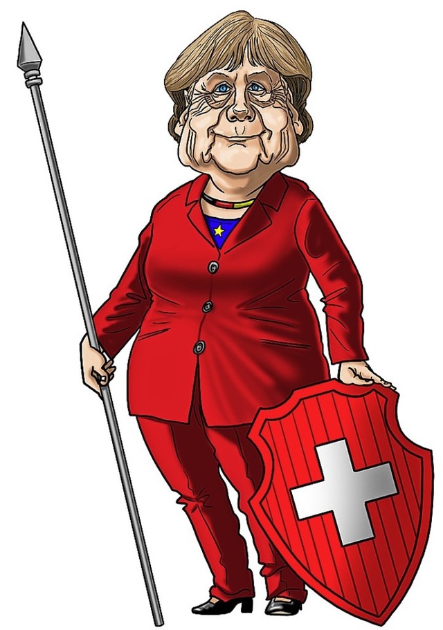 Karikaturen zum Thema deutsch-schweize...uli im Bonndorfer Schloss ausgestellt.  | Foto: Silvan Wegmann